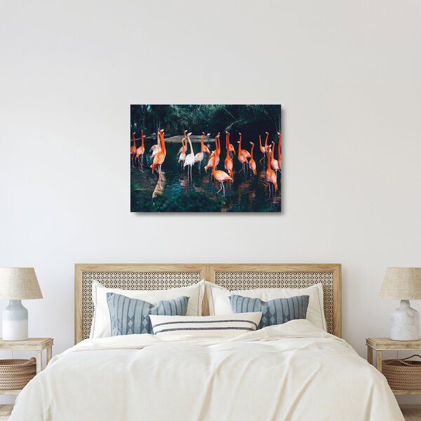 Obraz na szkle stada flamingów (70x50 cm)
