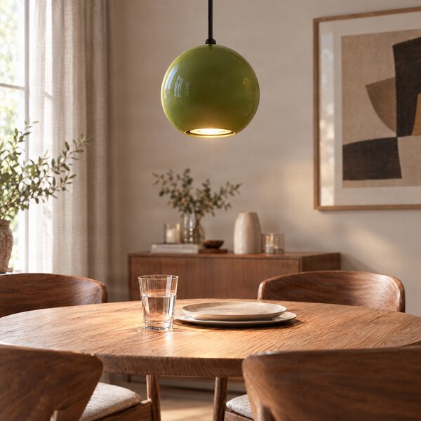 Lampa Wisząca SIGMA, Ceramic Ball, zielony, salon, ceramika