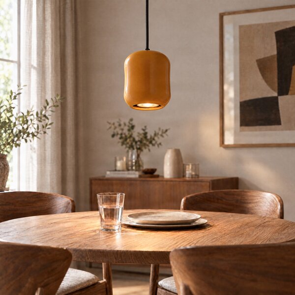 Lampa Wisząca SIGMA, Ceramic Barell, pomarańczowy, salon, ceramika