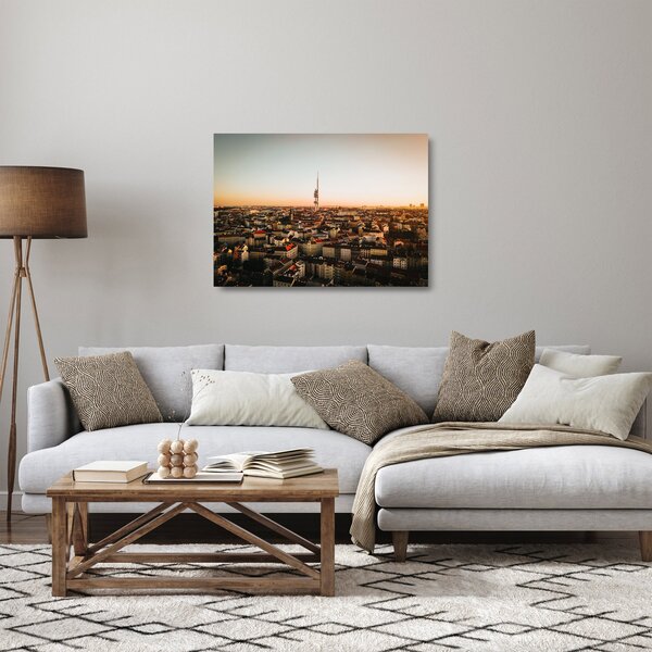 Obraz na szkle zachodu słońca nad Žižkov (70x50 cm)