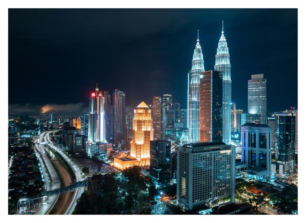Obraz na szkle - Noc w Kuala Lumpur (70x50 cm)