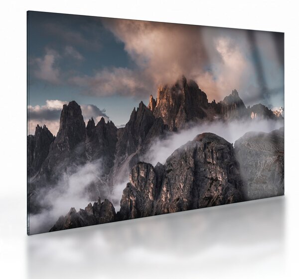 Obraz na szkle - Włoskie Dolomity ukryte we mgle (70x50 cm)