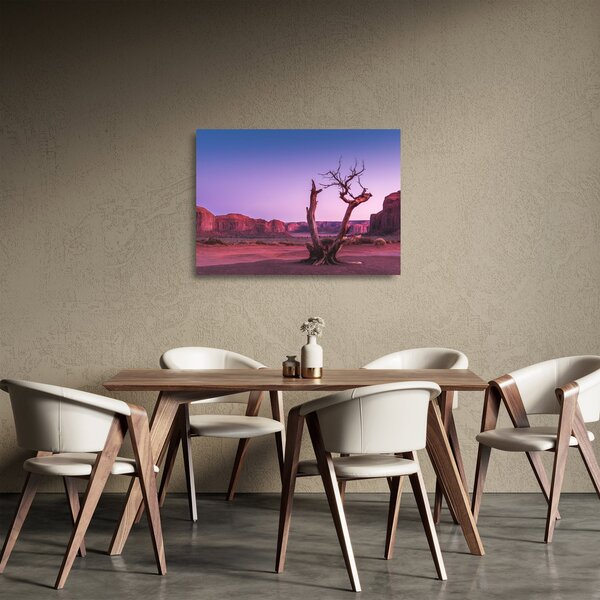 Obraz na szkle drzewa w pobliżu czerwonych skał (70x50 cm)