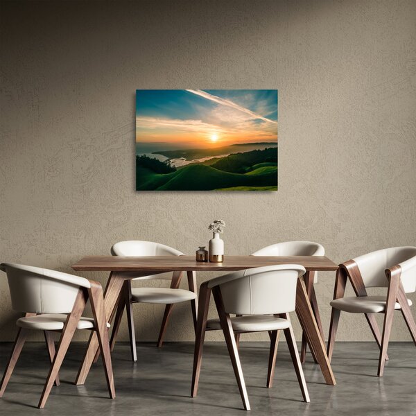 Obraz na szkle wschodu słońca nad morzem (70x50 cm)