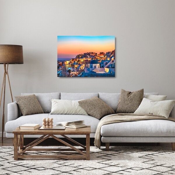 Obraz na szkle - Santorini o zmierzchu (70x50 cm)