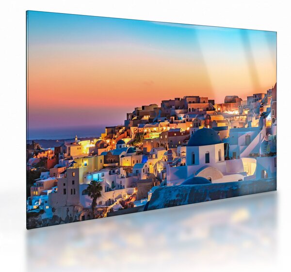 Obraz na szkle - Santorini o zmierzchu (70x50 cm)