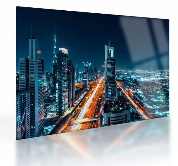 Obraz na szkle - Noc w Dubaju (70x50 cm)