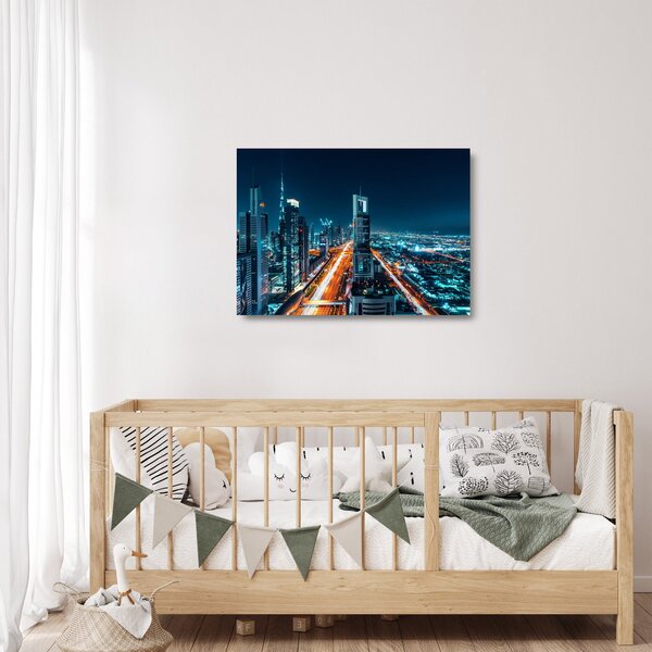 Obraz na szkle - Noc w Dubaju (70x50 cm)