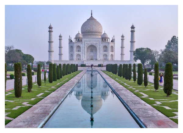 Obraz na szkle - Taj Mahal o wschodzie słońca (70x50 cm)
