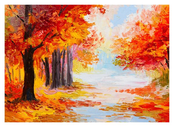 Obraz na szkle - Obraz na szkle olejny, kolorowa jesień (70x50 cm)