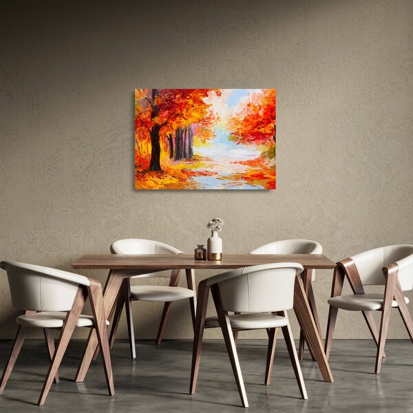 Obraz na szkle - Obraz na szkle olejny, kolorowa jesień (70x50 cm)