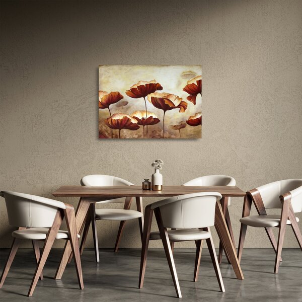 Obraz na szkle czerwonych kwiatów (70x50 cm)
