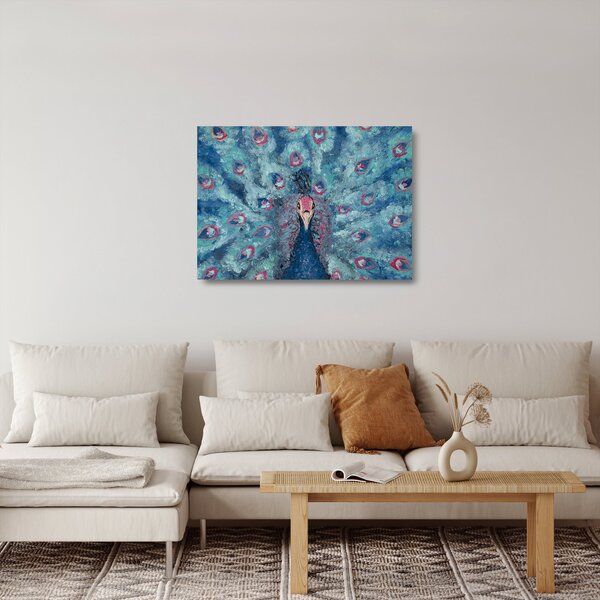 Obraz na szkle namalowanego pawia (70x50 cm)