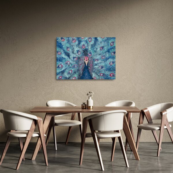Obraz na szkle namalowanego pawia (70x50 cm)