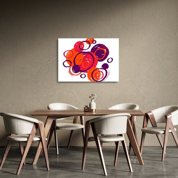 Obraz na szkle - Motyw z kółkami w ciepłych kolorach (70x50 cm)