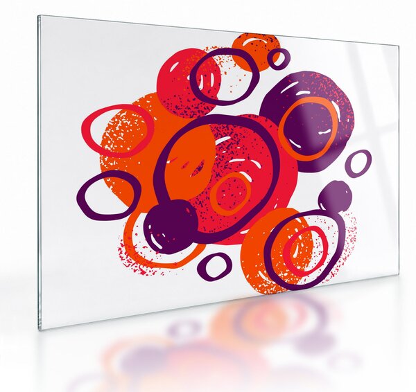 Obraz na szkle - Motyw z kółkami w ciepłych kolorach (70x50 cm)