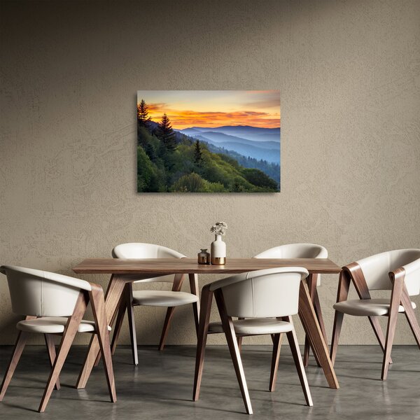 Obraz na szkle - Czerwone chmury w górach (70x50 cm)