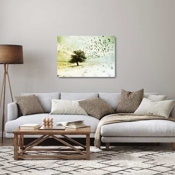 Obraz na szkle - Malowane stado ptaków (70x50 cm)