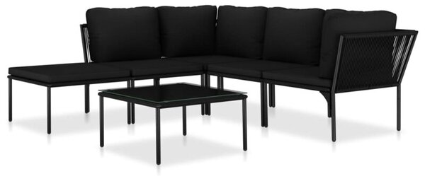 Zestaw Mebli Ogrodowych Komplet Wypoczynkowy Z Poduszkami 6-Częściowy Czarny Metal Na Taras Balkon Ogród