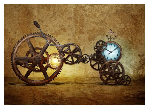 Obraz na szkle starych mechanizmów zegarowych (70x50 cm)