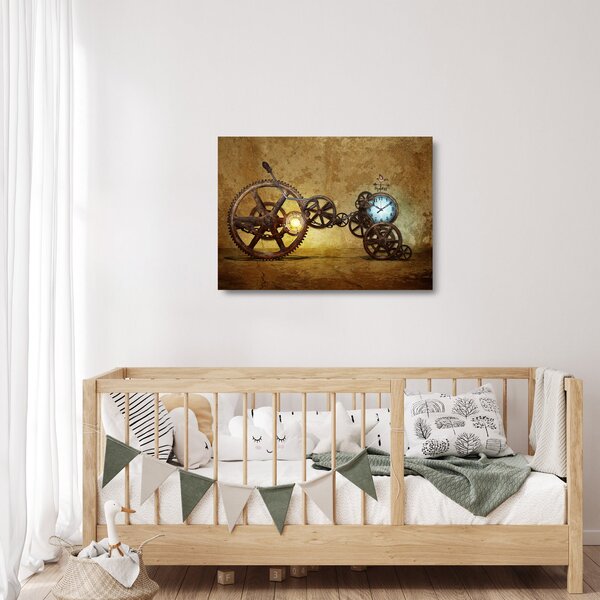 Obraz na szkle starych mechanizmów zegarowych (70x50 cm)