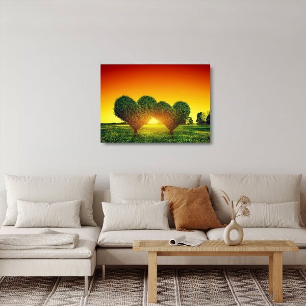 Obraz na szkle - Serce w koronach drzew (70x50 cm)