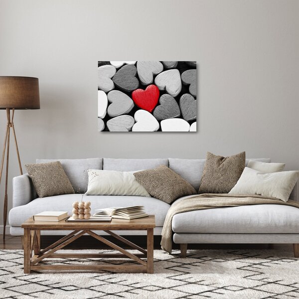 Obraz na szkle drewnianych serc (70x50 cm)