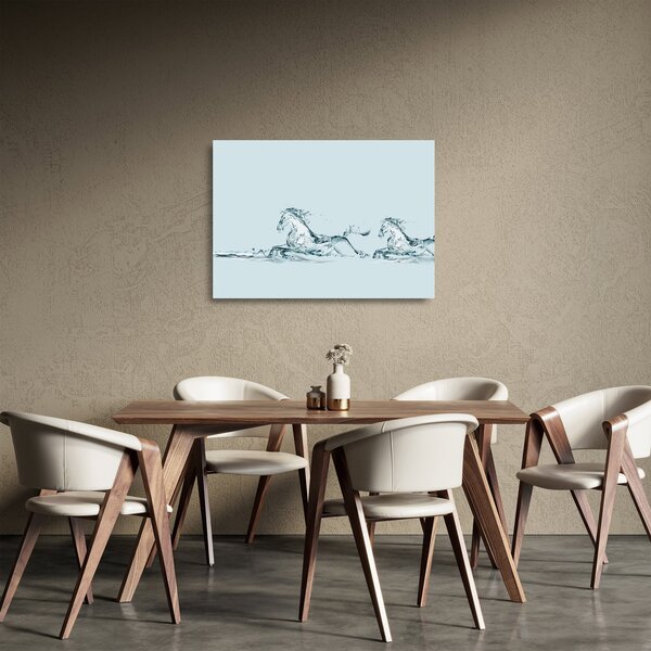 Obraz na szkle - Konie z kropli wody (70x50 cm)
