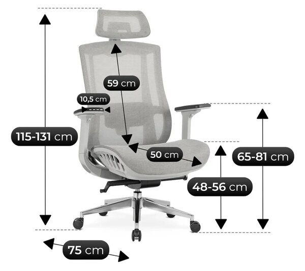 Fotel Biurowy Ergonomiczny Obrotowy SKY Szary