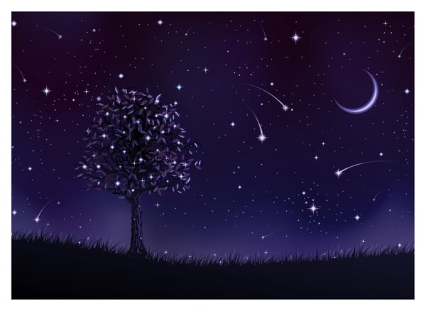 Obraz na szkle - Noc uchwycona przez ilustrację (70x50 cm)