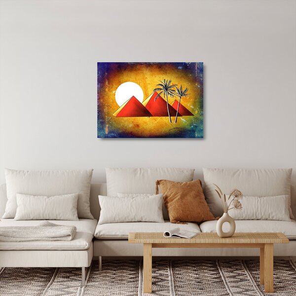 Obraz na szkle malowanych egipskich piramid (70x50 cm)