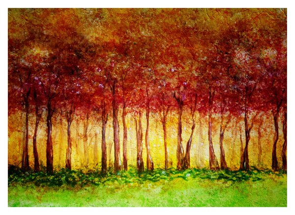 Obraz na szkle - Malowanie lasu liściastego (70x50 cm)