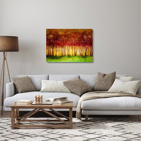 Obraz na szkle - Malowanie lasu liściastego (70x50 cm)