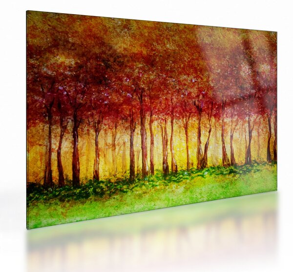 Obraz na szkle - Malowanie lasu liściastego (70x50 cm)
