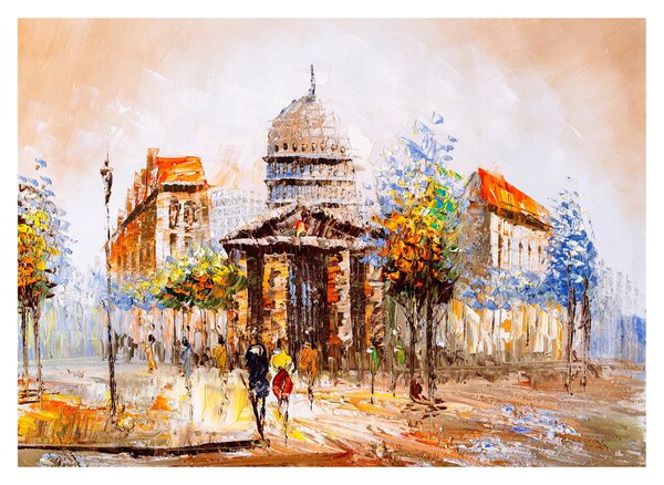 Obraz na szkle - Malowana miejska pamiątka (70x50 cm)