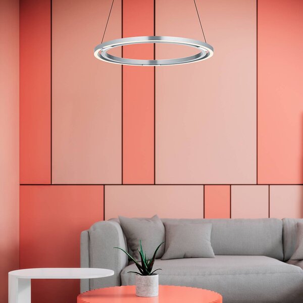 HELL Lampa wisząca Ringo, możliwość ściemniania, aluminiowy / szary / cynkowy, salon / jadalnia, metal, nowoczesny