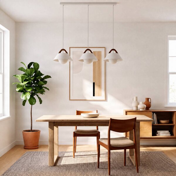 Lampa wisząca Funda Luminex, możliwość ściemniania, biały / opal, salon / jadalnia, metal, skandynawski