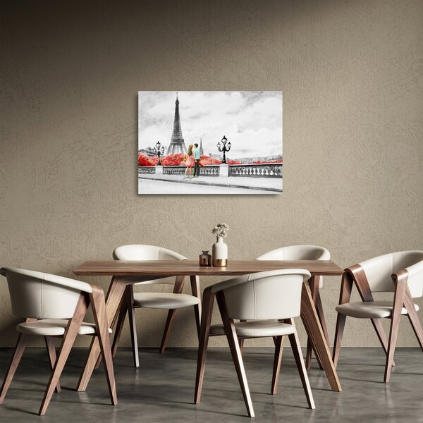 Obraz na szkle - Kochankowie w Paryżu (70x50 cm)