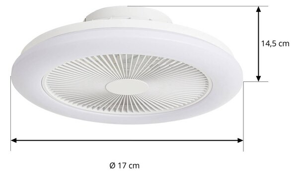Wentylator sufitowy LED Lindby Vedin, biały, DC, Ø 45 cm, RGBW Vedin Lindby, możliwość ściemniania, biały / opal, salon / jadalnia, tworzywo sztuczne, nowoczesny