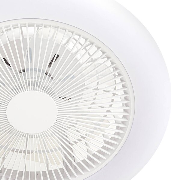 Wentylator sufitowy LED Lindby Vedin, biały, DC, Ø 45 cm, RGBW Vedin Lindby, możliwość ściemniania, biały / opal, salon / jadalnia, tworzywo sztuczne, nowoczesny