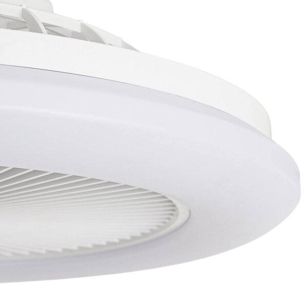 Wentylator sufitowy LED Lindby Vedin, biały, DC, Ø 45 cm, RGBW Vedin Lindby, możliwość ściemniania, biały / opal, salon / jadalnia, tworzywo sztuczne, nowoczesny