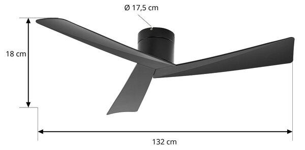 Wentylator sufitowy Lucande Ventoro, średnica 132 cm, czarny, metalowy Ventoro, czarny, salon / jadalnia, metal, nowoczesny