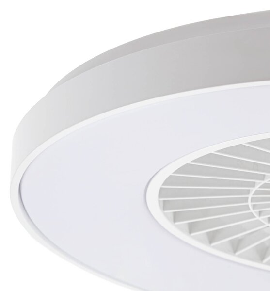 Wentylator sufitowy LED Lindby Teleo, Ø 58 cm, biały, DC, Tuya Teleo Lindby, możliwość ściemniania, biały / opal, salon / jadalnia, tworzywo sztuczne, nowoczesny