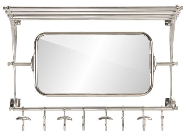 Półka na bagaże z wieszakami i lustrem, ścienna, aluminium