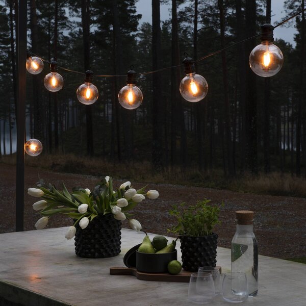 Konstsmide Christmas Łańcuch świetlny LED z zasilaniem słonecznym „Party”, 7 W, kolor bursztynowy, LED-Solar-Lichterkette Party, możliwość ściemniania, kremowy / amber, tworzywo sztuczne, nowoczesny