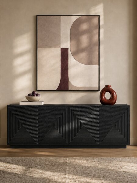 Komoda Asha 200 cm czterodrzwiowa - czarny mat