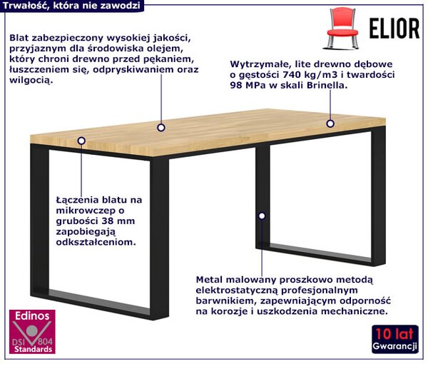 Drewniany stół na metalowych nogach 150 x 70 K3-R51