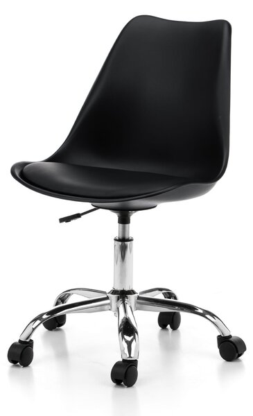 Krzesło obrotowe z poduszką do biurka SH01 czarne na kółkach z możliwością regulacji siedziska