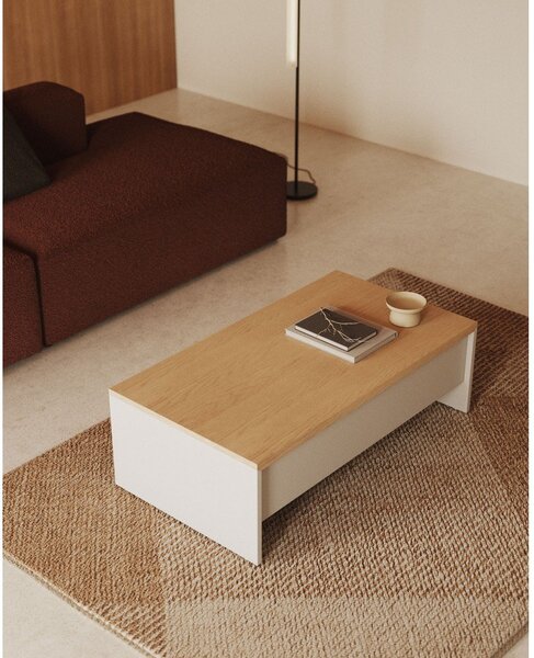 Biały stolik w dekorze dębu 60x110 cm Abilen – Kave Home