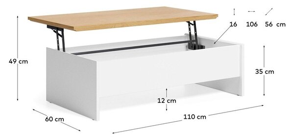 Biały stolik w dekorze dębu 60x110 cm Abilen – Kave Home